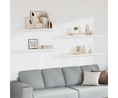 Pakabinamos lentynos, 4vnt., baltos, 120x23,5x3,8cm, MDF