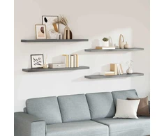 Pakabinamos lentynos, 4vnt., pilkos, 120x23,5x3,8cm, MDF