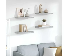 Pakabinamos sieninės lentynos, 4vnt., pilkos, 50x23,5x3,8cm, MDF