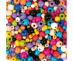 Pako Diy makrama mediniai spalvoti karoliukai 5, 8, 10 mm 300 vnt.