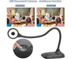 Pakotoo usb dokumentų kamera ir vaizduoklis mokyklai a3 formatu, 3 lygių led lemputės, vaizdo apvertimas, sulankstoma, dvigubas mikrofonas su priartinimu, skype, teams, obs. skirta windows, macos, linux ir chromebook