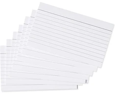 [pakuotė 500 vnt.] A7 formato indeksinės kortelės su linijomis, baltos | A7 formato atmintinės kortelės su linijomis, baltos | Didelės indeksinės kortelės (5 x 3) 127 mm x 76 mm