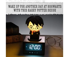 Paladone Harry Potter skaitmeninis žadintuvas - oficialiai licencijuotas, nuotaikos apšvietimas su Harry, naktinė lemputė su žadintuvu, kambario dekoracija Potter gerbėjams, juodas