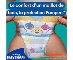Pampers Size 4-5 sauskelnės, Splashers Baby Shark Limited Edition, 11 vnt. pakuotė, vienkartinės maudymosi sauskelnės saugiai apsaugai vandenyje (3 vnt. pakuotė)