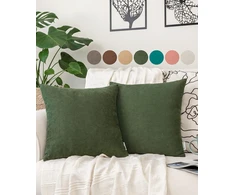 Pamuq velvetinis pagalvėlės užvalkalas 40 x 40, alyvuogių žalias, 2 vnt. rinkinys, 2 pagalvėlių užvalkalai su užtrauktuku dekoratyvinėms pagalvėlėms, dekoratyvinės pagalvės, sofos pagalvėlės, kušetės pagalvėlės, dekoratyvinis pagalvėlės užvalkalas miegama