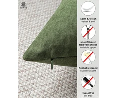 Pamuq velvetinis pagalvėlės užvalkalas 40 x 40, alyvuogių žalias, 2 vnt. rinkinys, 2 pagalvėlių užvalkalai su užtrauktuku dekoratyvinėms pagalvėlėms, dekoratyvinės pagalvės, sofos pagalvėlės, kušetės pagalvėlės, dekoratyvinis pagalvėlės užvalkalas miegama