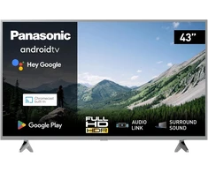Panasonic Tx-43msw504s, 43 colių full hd led smart 2023 televizorius, android tv, erdvinis garsas, google assistant, chromecast, bright panel, hd colour engine, sidabrinis