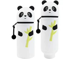 Panda silikoninis penalas animacinis penalas minkštas silikoninis 2-in-1 minkštas silikoninis krepšys Panda silikoninis penalas berniukams moksleiviams gražus stovintis penalas mergaitėms paauglėms, mėlynas, animacinis