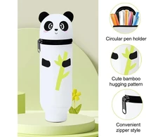 Panda silikoninis penalas animacinis penalas minkštas silikoninis 2-in-1 minkštas silikoninis krepšys Panda silikoninis penalas berniukams moksleiviams gražus stovintis penalas mergaitėms paauglėms, mėlynas, animacinis