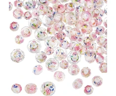 Pandahall 87 vnt. Murano stiklo karoliukai, auksinis smėlis, rožiniai karoliukai, briaunuoti stiklo karoliukai, rožiniai palaidi karoliukai, krištoliniai tarpiniai karoliukai vėriniams, apyrankėms, auskarams, papuošalų gamybai, 8/10/12 mm