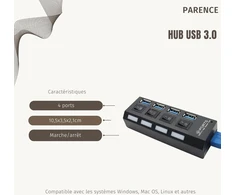 Parence Usb 4 prievadų centras - Superspeed Usb 3.0, Led indikatorius