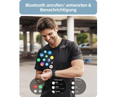 Parsonver Sprod1 apvalus išmanusis laikrodis su telefono funkcija vyrams, sportinis laikrodis moterims ir vyrams su daugiau nei 100 sporto režimų, širdies ritmo ir miego stebėjimo funkcija, žingsniamatis su Ip68 atsparumu vandeniui, išmanusis laikrodis, m