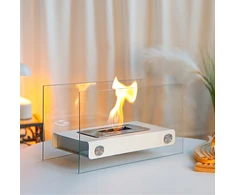 Pastatomas biokaminas stiklinis juodas arba baltas Tornado Flame