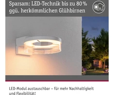 Paulmann 93114 led lauko sieninis šviestuvas zigbee 3.0 capera su judesio davikliu, draugiškas vabzdžiams, ip44, 231 mm, reguliuojama šiluma, 12.5 w, 800 lm, 230 v, baltas aliuminis