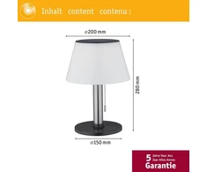 Paulmann 94267 Cordless Cupulino šviestuvas, apvalus lauko Led akumuliatorinis šviestuvas su 1 x 1.3 W reguliuojamu mobiliu šviestuvu, skaidrus, antracito spalvos akumuliatorinis šviestuvas, plastikas, belaidis, 3000 K, 1.3 W, Cupolino, 94267
