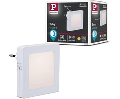 Paulmann Esby 92493 naktinė lemputė į elektros lizdą, kvadratinė, balta su prieblandos jutikliu