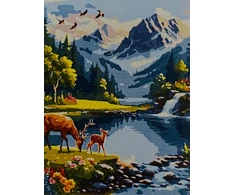 Paveikslas pagal skaičius su rėmu Šveicarijos kalnai 40x50cm