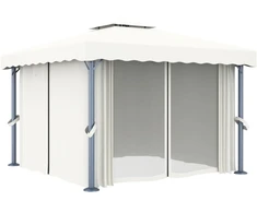 Pavėsinė su užuolaidomis, kreminė balta, 3x3m