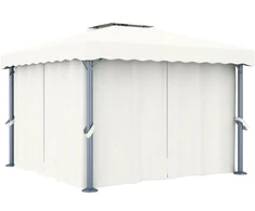 Pavėsinė su užuolaidomis, kreminė balta, 3x3m