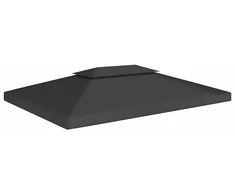 Pavėsinės uždangalas, 2 pakopų, juodas, 4x3m, 310 g/m²