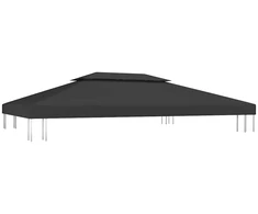 Pavėsinės uždangalas, 2 pakopų, juodas, 4x3m, 310 g/m²