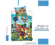 Paw Patrol patalynės užvalkalų komplektas 135 x 200 cm, 80 x 80 cm, medvilnė · vaikiška patalynė mergaitėms ir berniukams · 2 dalys · 1 pagalvės užvalkalas 80 x 80 cm + 1 antklodės užvalkalas 135 x 200 cm