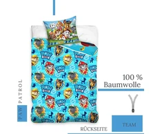 Paw Patrol patalynės užvalkalų komplektas 135 x 200 cm, 80 x 80 cm, medvilnė · vaikiška patalynė mergaitėms ir berniukams · 2 dalys · 1 pagalvės užvalkalas 80 x 80 cm + 1 antklodės užvalkalas 135 x 200 cm