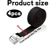 Pcsfoe 4 tvirtinimo diržų rinkinys, 2 m, tvirtinimo diržai, tvirtinimo dirželiai, tvirtinimo diržai, tvirtinimo diržas, reguliuojami tvirtinimo dirželiai su fiksavimo skląsčiu transportavimui, kroviniams, stovyklavimui, bagažui (juodi)