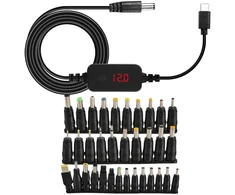 Pd į Dc adapterio kabelis, 5v/9v/12v/15v/20v, maršrutizatoriaus kabelis Usb boost keitiklis Dc skaitmeninis ekranas, 34 Dc keitiklio galvutės, Typec Male į Dc5521 Male maitinimo kabelis su Dc keitiklio galvutėmis