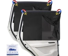 Pemotech apsauga nuo saulės kūdikiams automobilyje, 2 vnt., magnetinė, apsauga nuo uv spindulių, tvari ir aukštos kokybės dviguba apsauga, apsauga nuo saulės automobilyje, vaikams, tinka 99% automobilių, privatumas jūsų šeimai