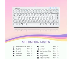 Perixx 407 W de, mini klaviatūra – Qwertz klaviatūra – Usb – Piano Baltas