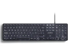 Perixx Periboard-331 pilno dydžio usb klaviatūra su apšvietimu ir laidu - žirkliniai klavišai type x - baltas apšvietimas - juoda - ispanų qwerty