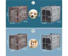 Petsfit sulankstomas šunų boksas su 3 cm storio pliušiniu kilimėliu, nešiojamas transportavimo boksas šunims, skirtas vidutinio dydžio šunims, tinkamas kelionėms, šviesiai pilkas, m 61 x 46 x 53,5 cm