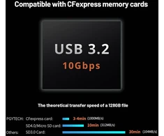 Pgytech Cfexpress Type A/sd/micro Sd kortelių skaitytuvas 10gbps Usb 3.2 Gen2, Cfexpress Type A/sd/tf kortelių laikiklis, aliuminio lydinys, suderinamas su kameromis/telefonais/dronais/veiksmo kameromis (juodas)