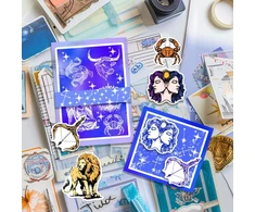 Ph Pandahall dvylikos zodiako ženklų skaidrūs antspaudai, žvaigždžių guminis antspaudas, skaidrus silikoninis antspaudas popieriaus gamybai, rankų darbo amatams, scrapbooking priedai, amatai, 21 x 14.8 cm