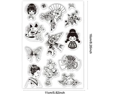 Ph pandahall oriental elementų silikoninis antspaudas kortelių gamybai skaidrus antspaudas kiniško stiliaus su moters motyvu guminis antspaudas nuotraukų scrapbooking'ui tapybos amatams