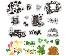 Ph pandahall skaidrūs antspaudai su dobilų lapų motyvu Šv. patriko dienai, skaidrus antspaudas automobiliui, dekoratyviniai skaidrūs antspaudai kortelių gamybai, scrapbooking'o antspaudų albumų amatams