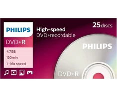 Philips dvd+r high-speed blanks (4.7 gb / 120 minučių video, 1-16x greitis, 25 spindle)