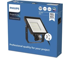 Philips Projectline prožektorius 50w 3000k juodas su jutikliu