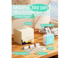 Phomemo mini spausdintuvas, M02 Pro Tiny 300 Dpi mini spausdintuvas išmaniesiems telefonams, kišeninis spausdintuvas, bluetooth terminis spausdintuvas su 3 popieriaus ritinėliais, lipdukų spausdintuvas mokymosi užrašams, nuotraukoms, etiketėms