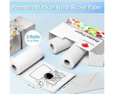 Phomemo spausdinamas lipdukas, baltas tiesioginio terminio popierius, lipnus 53 x 30 mm, skirtas Phomemo M02/m02pro/m02s/m03 nešiojamam Bluetooth kišeniniam mobiliajam spausdintuvui, 3 ritinėliai