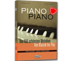 Piano Piano 1 – 100 gražiausių melodijų nuo klasikos iki pop muzikos fortepijonui – žaidimas bet kokiam fortepijonui, organizuota mokykla – lengvas – su širdimi, spalvota nata