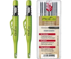 Pica Dry rinkinys - 2 x Pica rašikliai Automatic su 10 x Pica Dry šerdelėmis H Graphite, būtinas rankų darbui ir "pasidaryk pats", 3 dalių