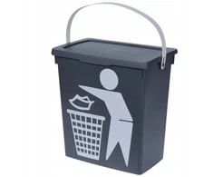 Pilkas šiukšlių kibiras Bio 12 L, pagamintas iš plastiko