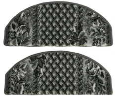 Pilkos spalvos pusapvalės pakopos kilimėliai laiptams 60x24+3cm