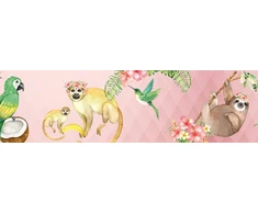 Pink Anna Wand lipni vaiko kambario bordiūras pagamintas Vokietijoje tapetų bordiūras 450 x 11,5 cm sienų lipdukas mergaitėms ir berniukams Jolly Jungle Rožinė