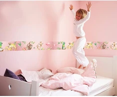Pink Anna Wand lipni vaiko kambario bordiūras pagamintas Vokietijoje tapetų bordiūras 450 x 11,5 cm sienų lipdukas mergaitėms ir berniukams Jolly Jungle Rožinė