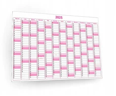 Pink Jufimi 2025 metų sieninis kalendorius-užrašų knygelė su stulpeliais, metinis, 90x60 Rožinė