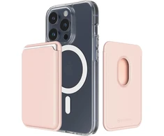 Pink Sinjimoru magnetinė piniginė mobiliajam telefonui, aukščiausios kokybės veganiškos odos telefono piniginė, skirta magsafe 3 kortelių laikikliui, suderinama su iphone 16 plus pro max 15 14 13 12 serijos. M-viica Rožinė Sand