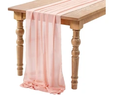 Pink Stalo takelis Chiffon Rožinė, 70 x 300 cm stalo takelis staltiesė, romantiškas vestuvių takelis, tiulio stalo takelis, dekoratyvinis audinys, skalbiamas, moderni svajonė gimtadienio vakarėliui, vakarienei, mergvakariui (d)